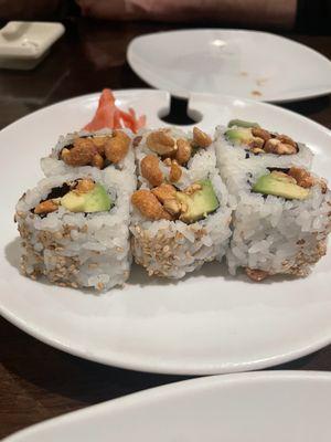 Peanut avocado roll