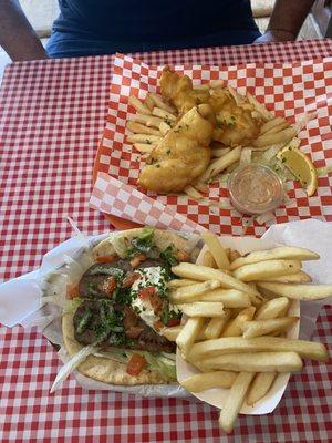 Fish and chips and gyro.