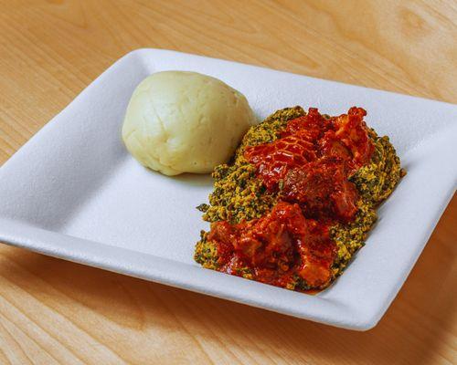 Pounded Yam (Fufu) with Egusi