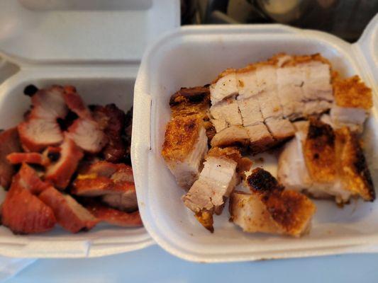 Hubby picked up these today Roast Pork& Char Siu @Fong's Meat Market for our Combo lunch w/Baked Manapua, So much Food again & leftovers!