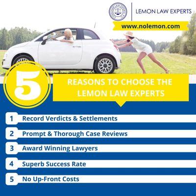 5 Reasons to Choose the Lemon Law Experts!