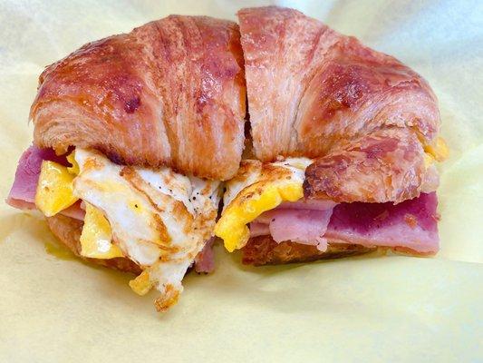 Ham, Egg and Cheese Croissant Sandwich