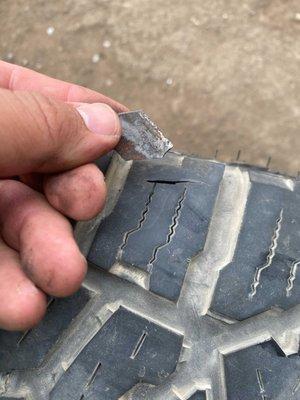 Razor blade in the tire.