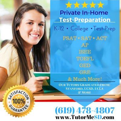 When it comes to SAT tutoring, ACT tutoring, SSAT tutoring, ISEE tutoring, GED tutoring, and GRE tutoring - we got you covered!