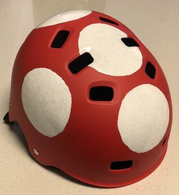 Purchased white paint marker from Mittel and applied to red helmet