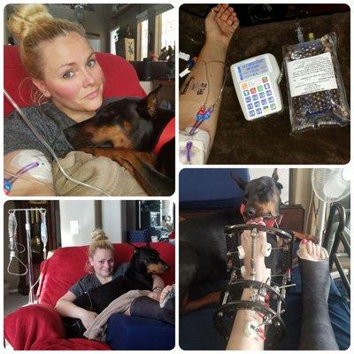 A few pictures to show how being at home during treatments can make the healing process a million times better