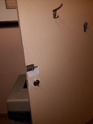 Can't lock bathroom doors, uneven, broken and old