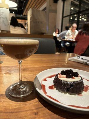 Espresso Martini with tequila and Dark Chocolate Torta