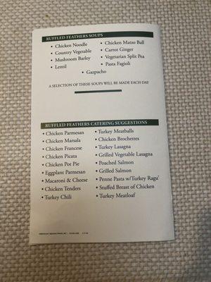 Takeout menu