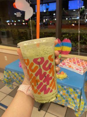 Blueberry Iced Matcha Latte