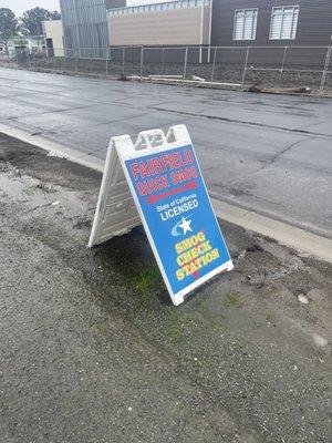 Sign on curb