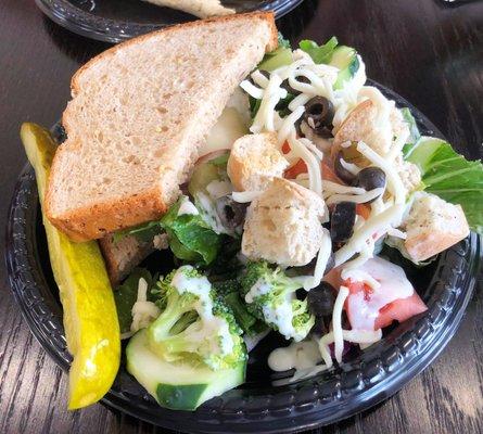 1/2 Chicken Salad Sandwich and garden Salad. Excellent!