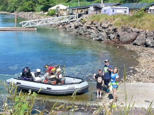 Another Crabby Customer & family in their Zodiac Typhoon