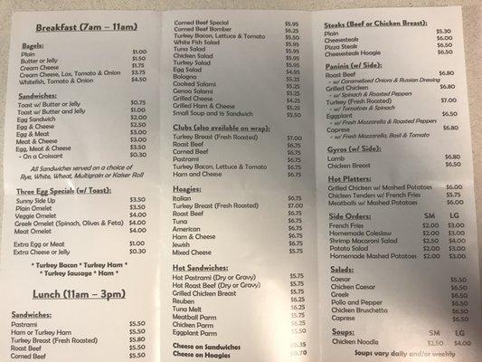 Wide menu, fair pricing