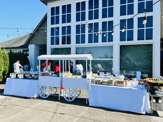 Wedding Holud Event outdoor food cart setup at The Oregon Golf Club!