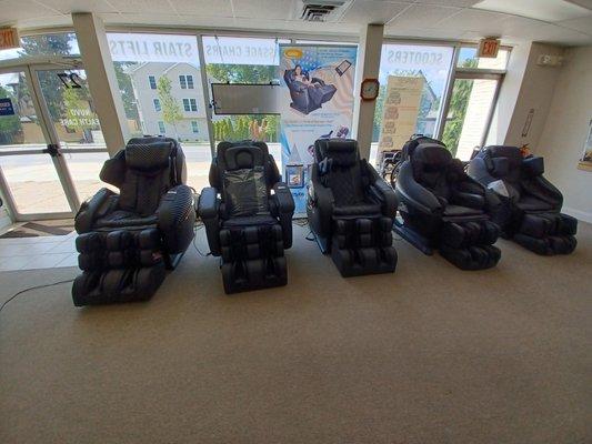 Largest selection of Massage chair manufacturers and models on our showroom floor.