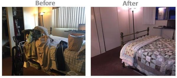 Bedroom before and after.