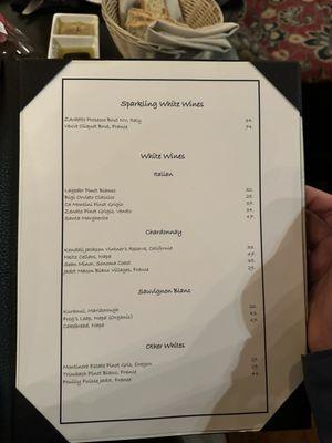 Wine menu