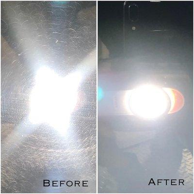 Before and after picture of our paint correction service.