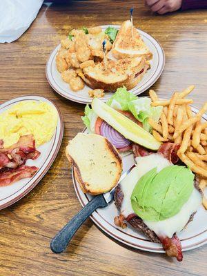 Turkey Melt Sandwich and Bacon Avocado Swiss Burger