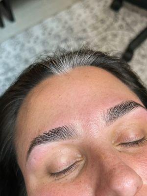 Brow Lamination to help give a fuller defined shape.