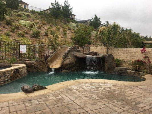 Grotto water fall and slide