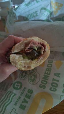 My extremely thinly sandwich at Subway