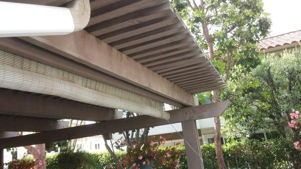 Old Patio with damaged,joist,headers,post,slats