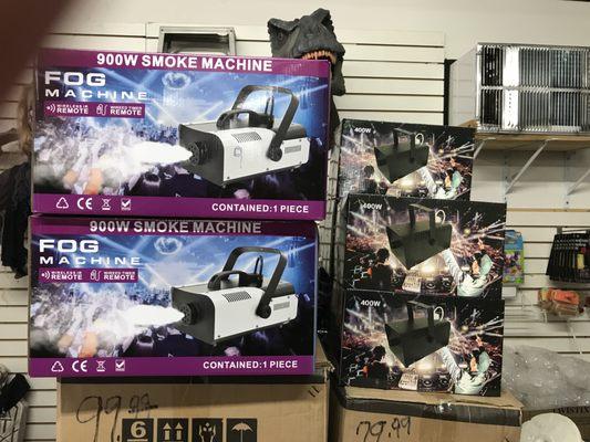 We just got our shipment!! Fog machines now IN STOCK~ 400 and 900w. We also have 2 sizes of fog juice. Come see our new location