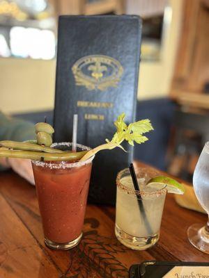 Bloody Mary & Spicy Apple Margarita with a spicy salted rim..YUM!