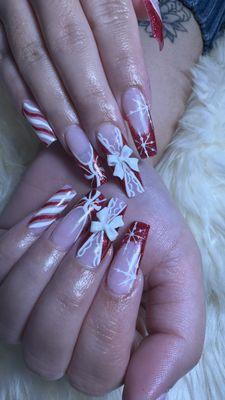 Gel X full set with CHRISTMAS nail design!