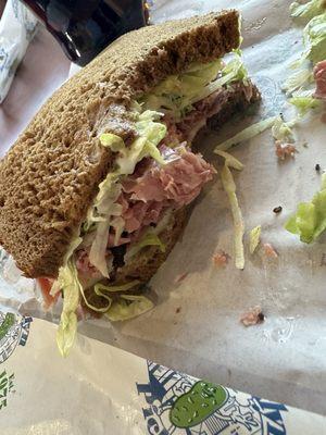 The Brooklyn pickle sandwich. Made with corn beef and pastrami!  Wow! This is only half the sandwich!