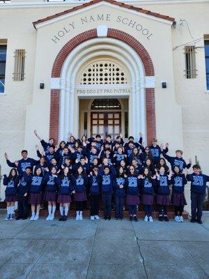 Class of 2023 in their class sweatshirts