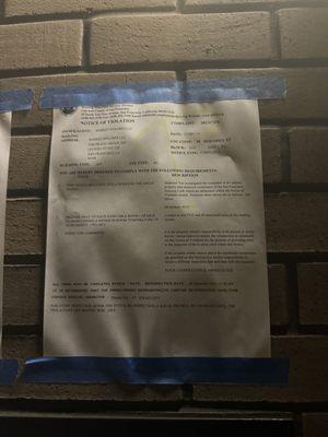 Notice of housing code violation for 38 Dolores. Heat is consistently unreliable.