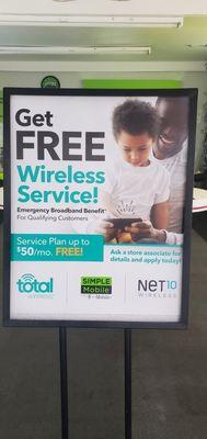 Now Free Wireless Service Available