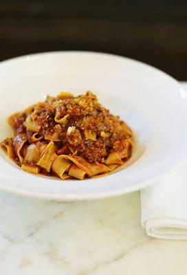 Papparadelle alla Bolognese with braised beef, veal, pork ragu