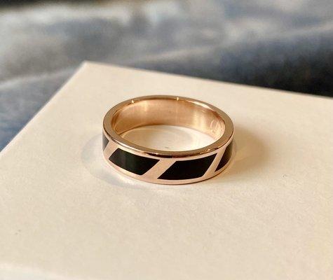 Custom black and rose gold men's ring