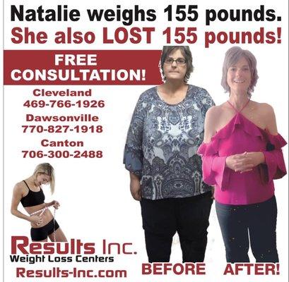 Natalie - 155 lbs.  Wow!