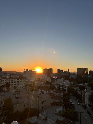 Sunset on the roof looking west