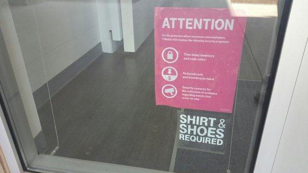 Attention: shirt and shoes required