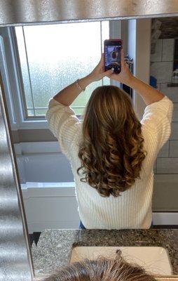 My curls and very little blonde due to it did not take due to no heat