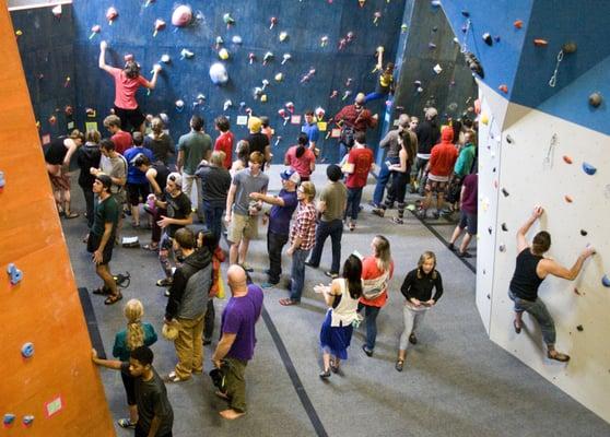 Just a part of the interior climbing walls