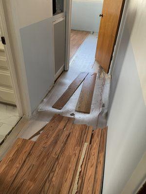 Removal of the old flooring