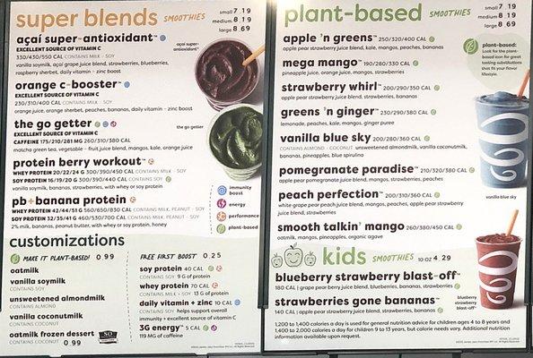 Super blends, plant based & kids menu 4.7.22