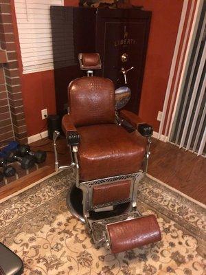 restored barber chair.