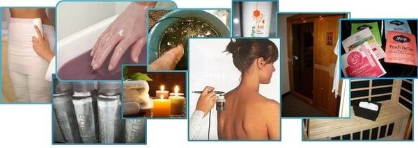 We offer: Body Wraps, Spray Tanning, Detox Foot Baths, Infrared Sauna Treatments and Massage