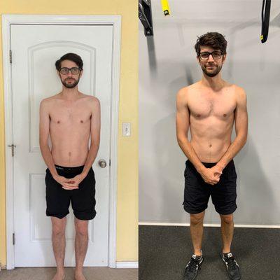 Seth's 10 week transformation! He has had trouble gaining weight in the past but has done great with strength training & nutrition coaching!