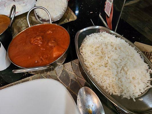 My lamb vindaloo with rice