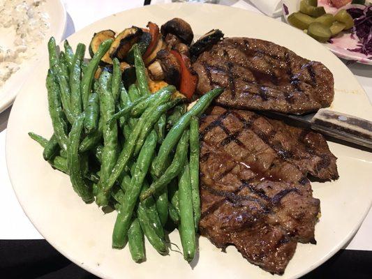 romanian steak with grilled veggies