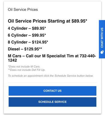 $100 for an oil change at East Bay BMW for 6 cyl cars and they wash it for you.  At least you know its OEM parts and recommended oil.